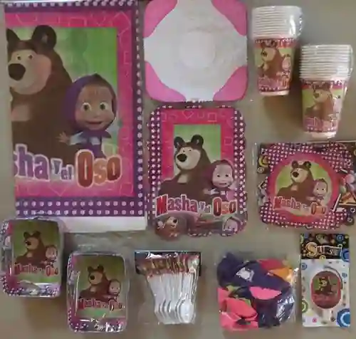 Kit Decoración Fiesta Cumpleaños Masha Y El Oso