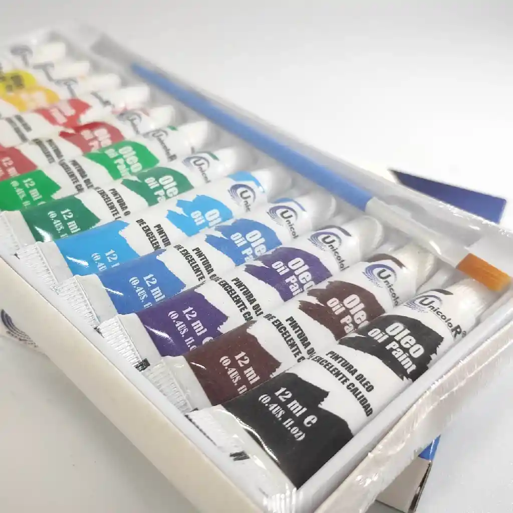 Pintura Al Óleo Unicolor, Tubo De 12 Ml Caja X 12 Colores