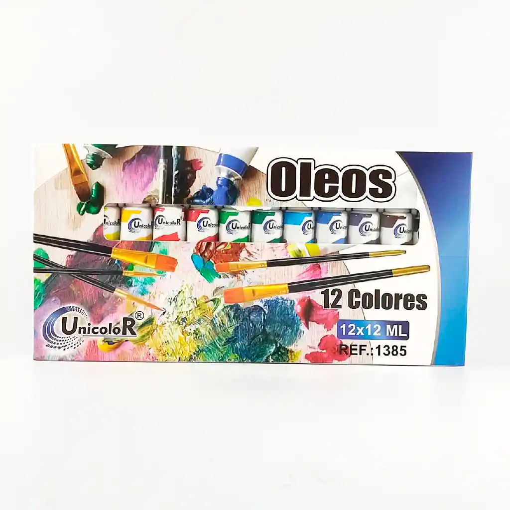 Pintura Al Óleo Unicolor, Tubo De 12 Ml Caja X 12 Colores