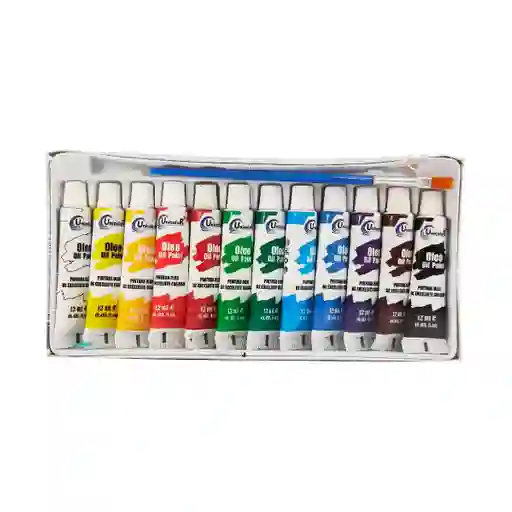 Pintura Al Óleo Unicolor, Tubo De 12 Ml Caja X 12 Colores