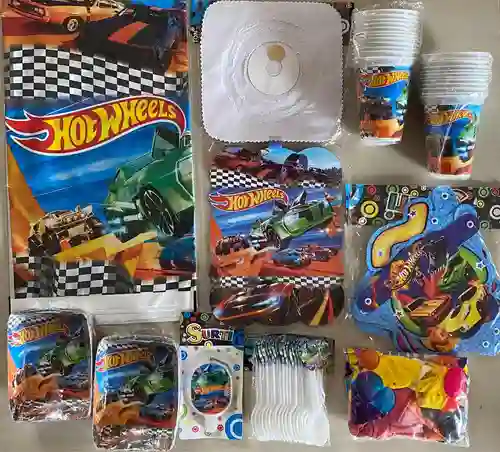 Kit Decoración Fiesta Cumpleaños Hot Wheels