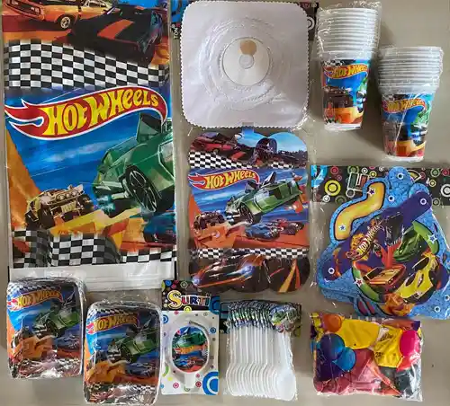 Kit Decoración Fiesta Cumpleaños Hot Wheels