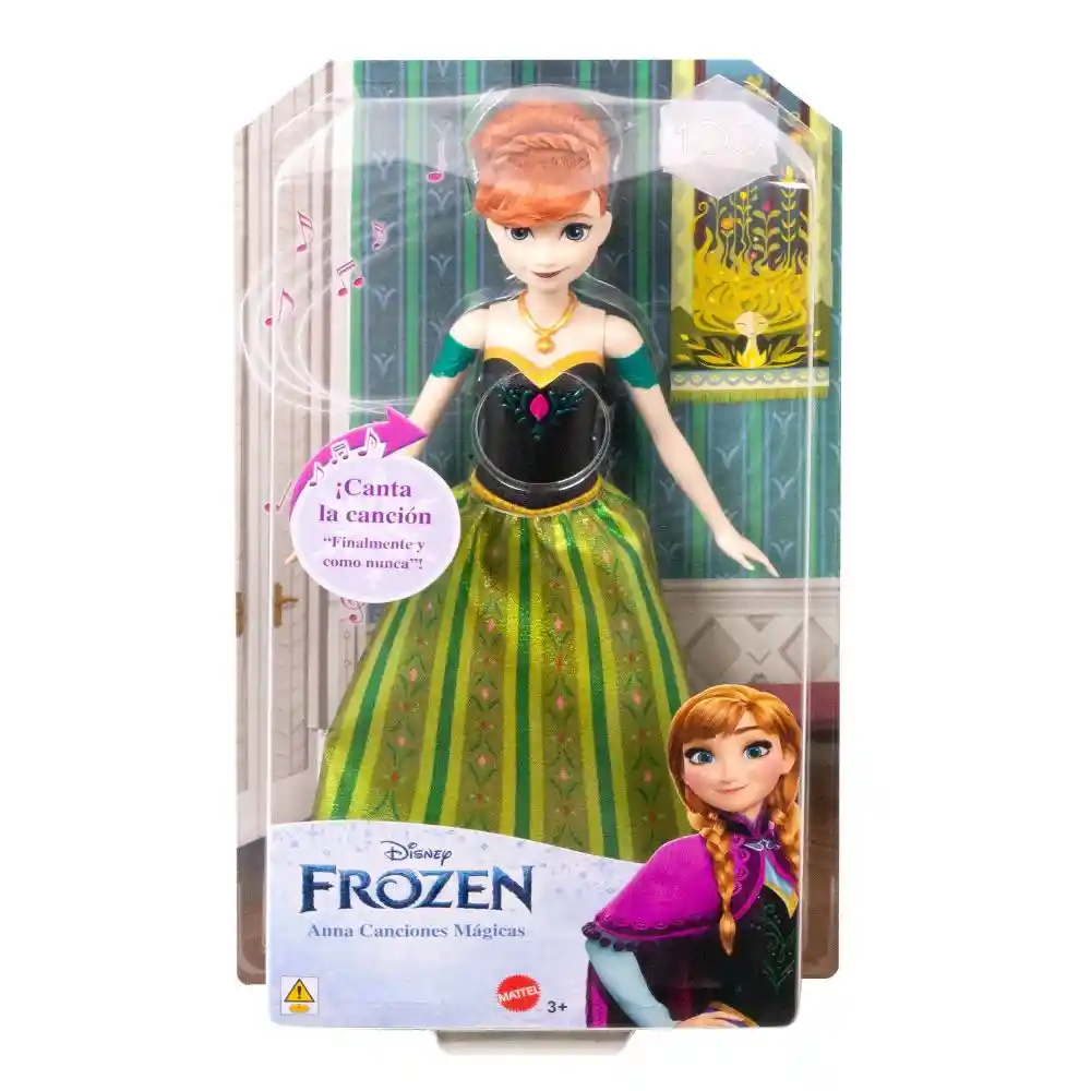 Disney Frozen Muñeca Anna Canciones Mágicas Español Mattel