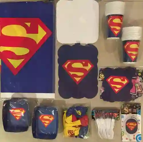 Kit Decoración Fiesta Cumpleaños Escudo Superman