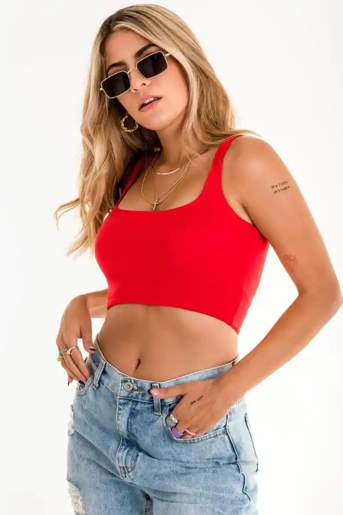 Crop Top Cuadrado Rojo Talla S/m