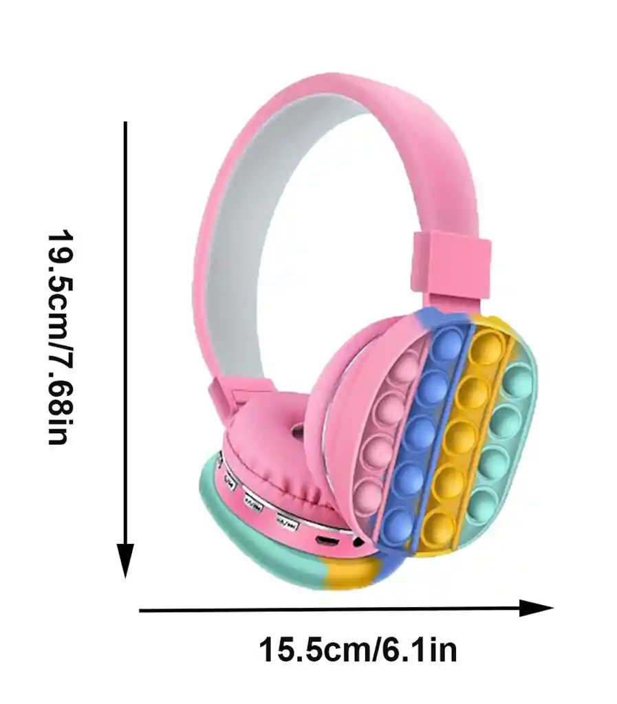 Audífonos Bluetooth Inálambricos Push Popit Antiestrés Niños Rosa