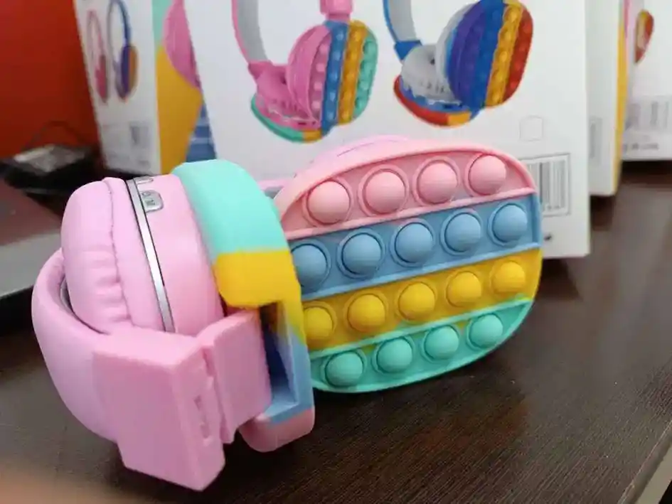 Audífonos Bluetooth Inálambricos Push Popit Antiestrés Niños Rosa