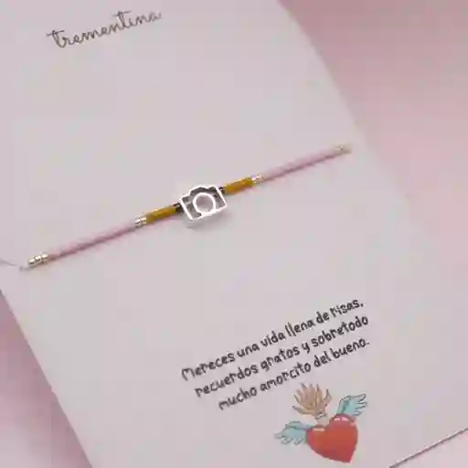 Pulsera Mostacilla Cámara En Plata