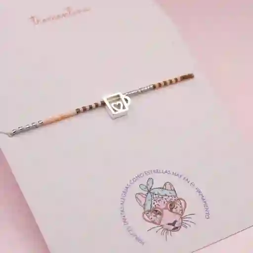 Pulsera Mostacilla Tacita En Plata