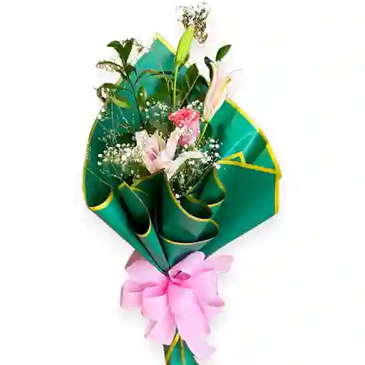 Hermoso Ramillete En Lirios Y Rosa