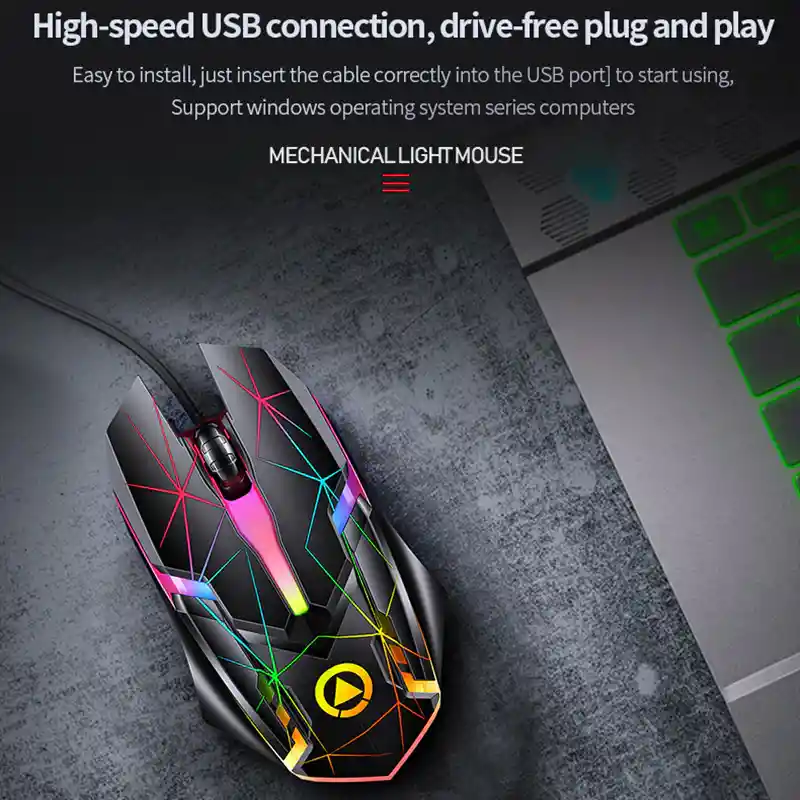 Mouse Gamer G6 Óptico, Con Cable, Led Multicolor, Ergonómico