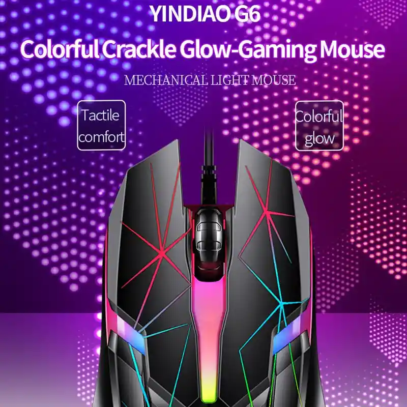 Mouse Gamer G6 Óptico, Con Cable, Led Multicolor, Ergonómico