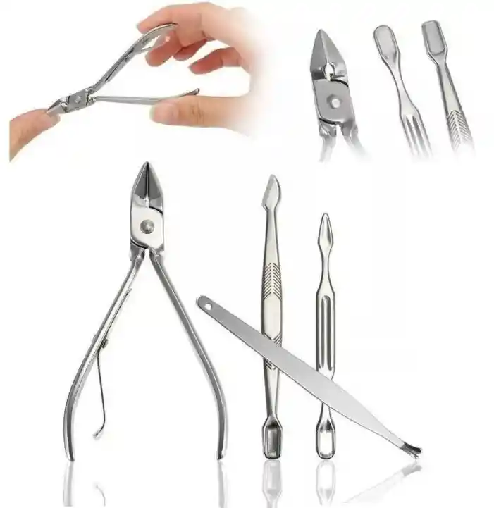 Set De Manicura Manicure X10 Piezas En Acero, Estuche Viajero