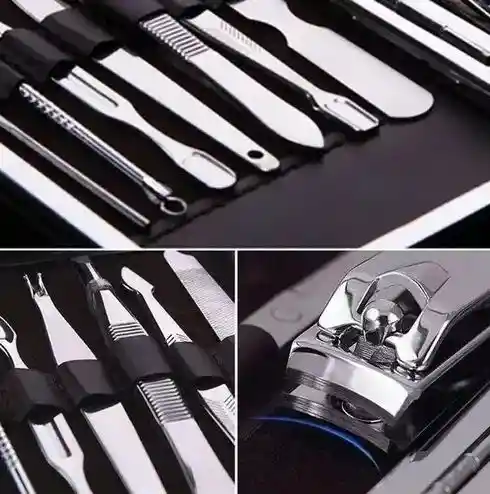 Set De Manicura Manicure X10 Piezas En Acero, Estuche Viajero