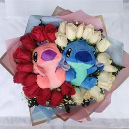 Bouquet De Rosas Y Pareja De Peluches