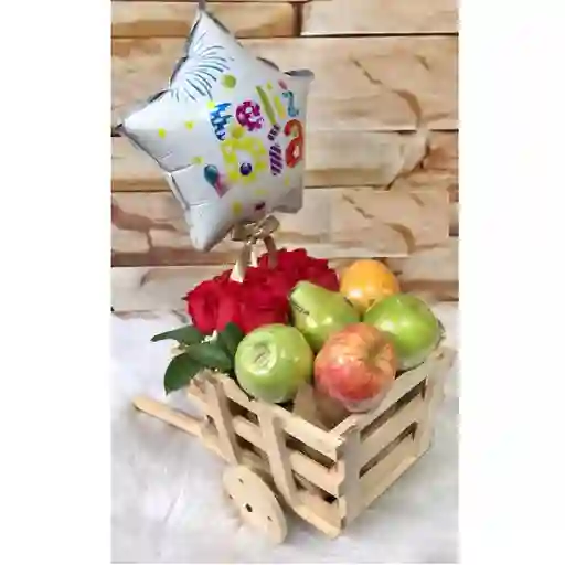 Carreta Con Frutas Y Rosas
