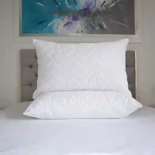 Set X 2 Almohadas Hoteleras Doble Funda Hogareto Blanco