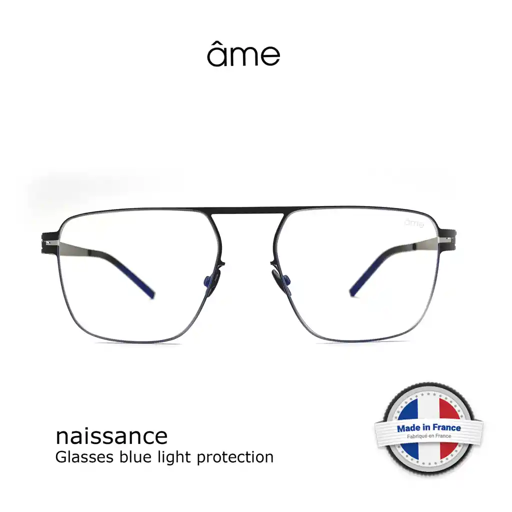 Gafas Ultraligeras Con Bloqueo De Luz Azul, Modelo Âme Naissance 18906 C1 En Marco Dorado