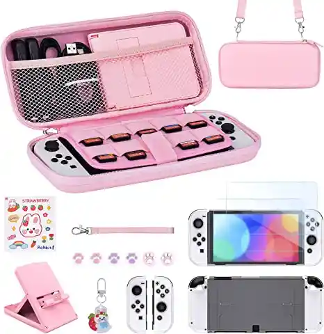 Nintendo Switch Estuche Kit 15 En 1 Rosado