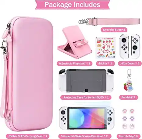 Nintendo Switch Estuche Kit 15 En 1 Rosado