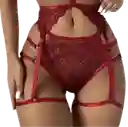 Talla Xl - Panty Encaje Vino Tinto Con Liguero