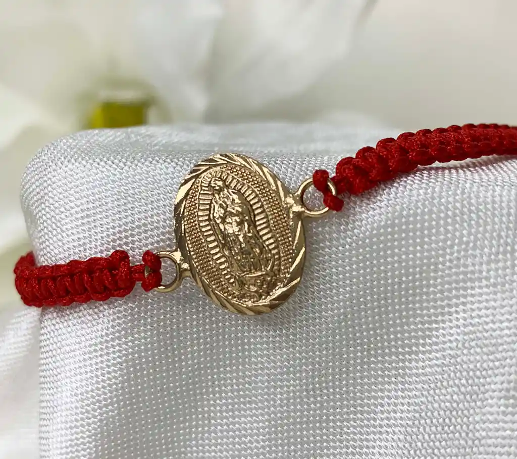 Pulsera Tejida Roja Virgen Guadalupe