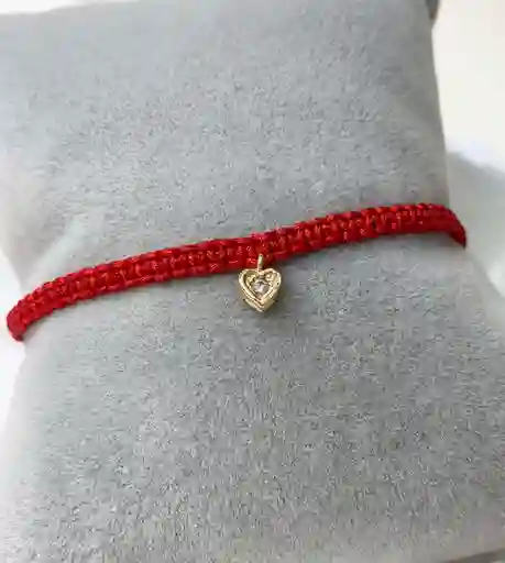 Pulsera Tejida Roja Corazón