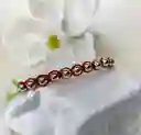 Pulsera Tejida Roja Con Bolitas En Oro Laminado