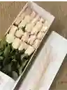 Caja Premium Blanca Por 24 Rosas Rosado Claro