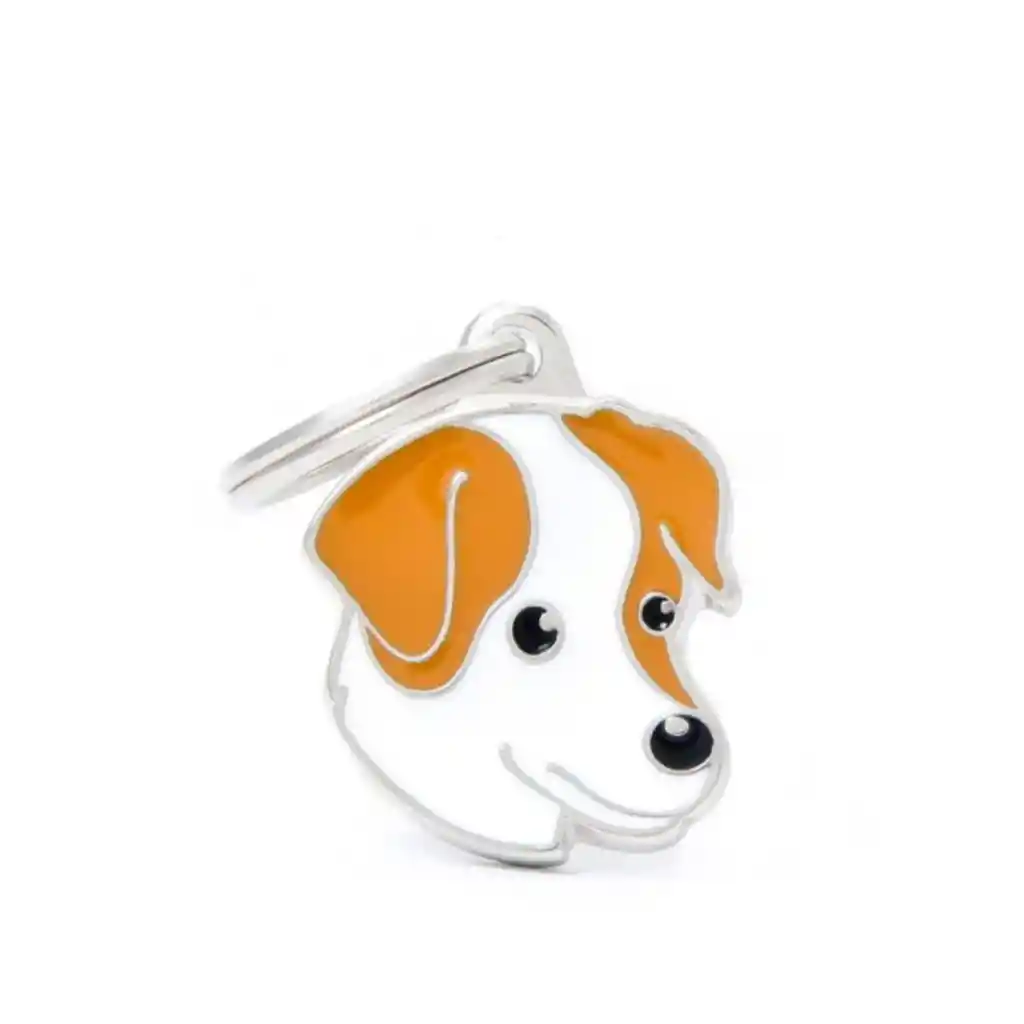 Placa Id My Family Jack Rusell Blanco Y Marron