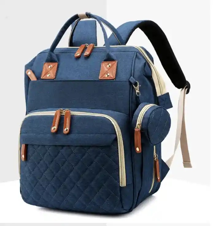 Pañalera Cambiador Cuna Plegable Bolso Para Bebe Azul