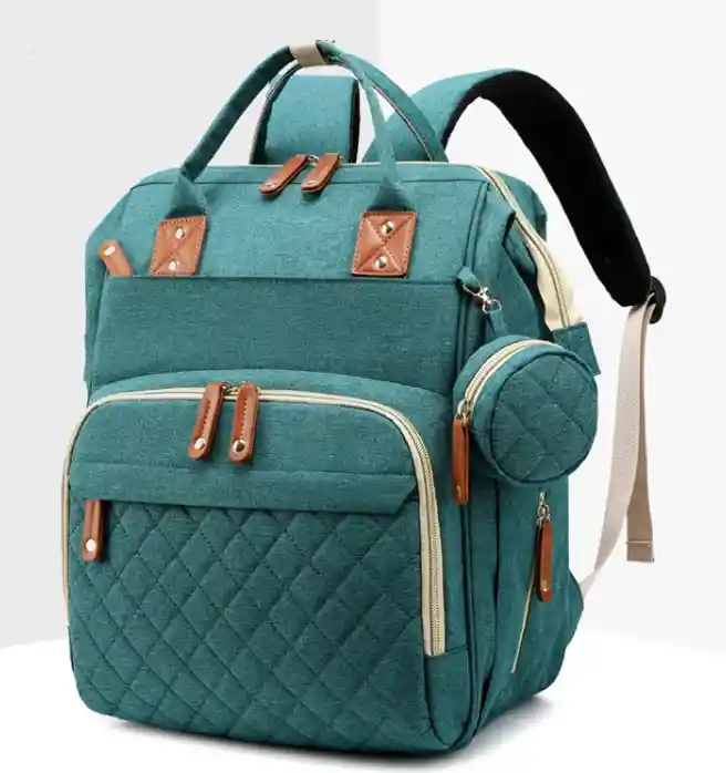 Pañalera Cambiador Cuna Plegable Bolso Para Bebe Verde