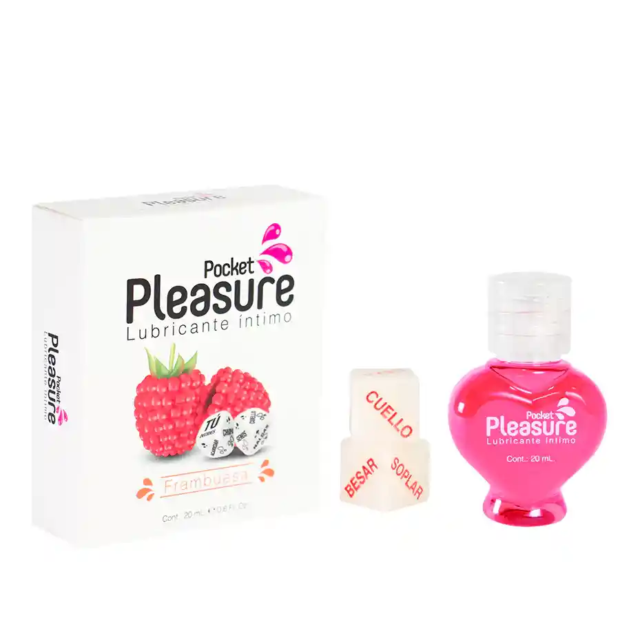 Lubricante Frambuesa X 20ml Y Dados Pocket Pleasure