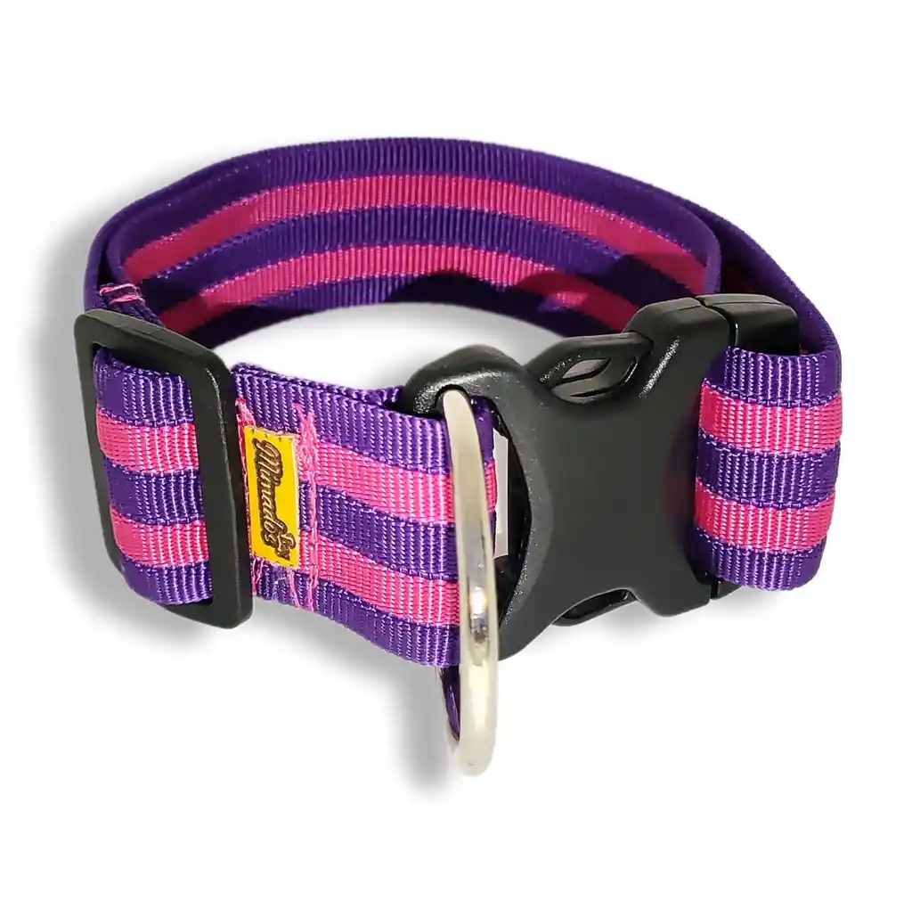 Collar Clasico Talla L Rosa Morado Rayas