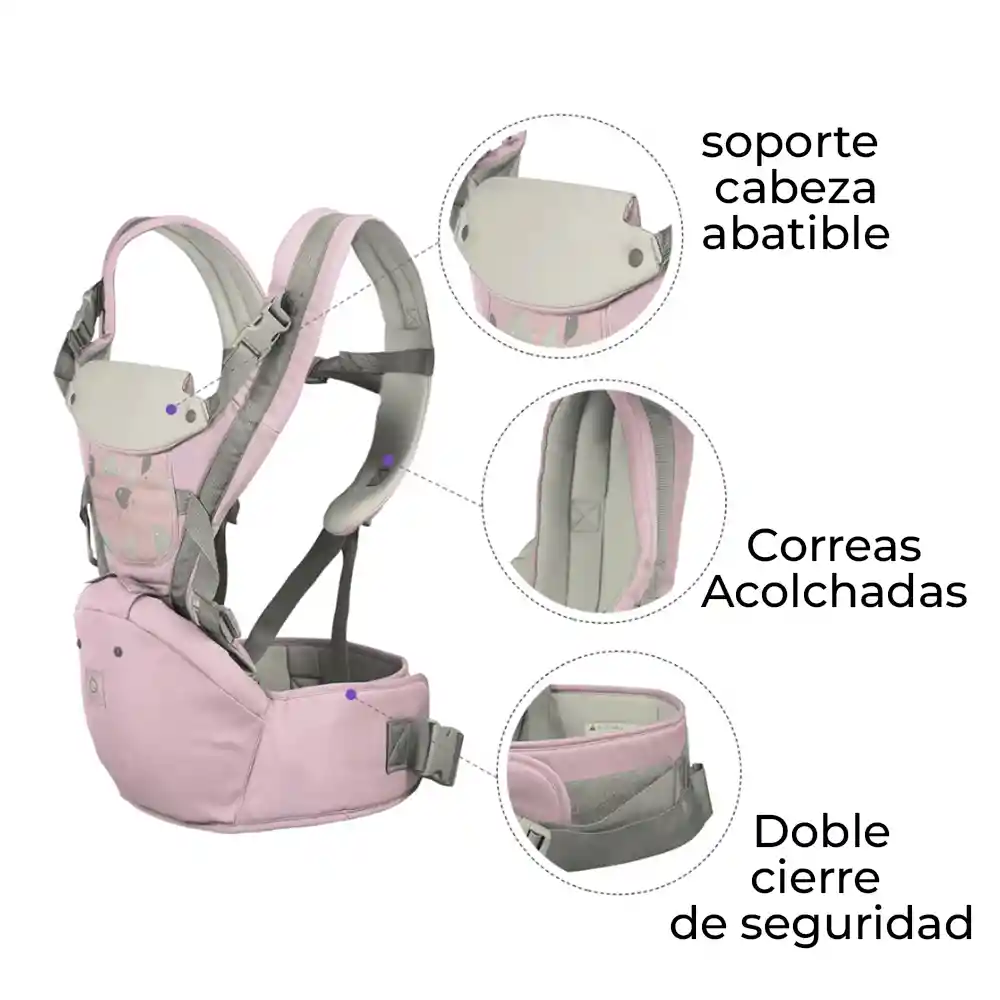 Cargador Canguro Bebé 3 En 1 Ergonómico Rosado Est