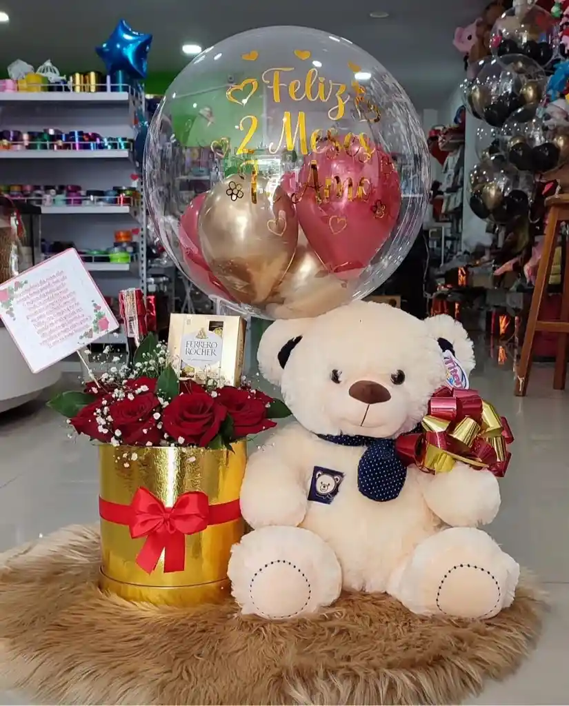 Arreglo En Rosas Con Peluche