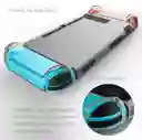 Acrilico Protector + 2 Grips + Vidrio Templado + Estuche Azul Compatible Con Switch.