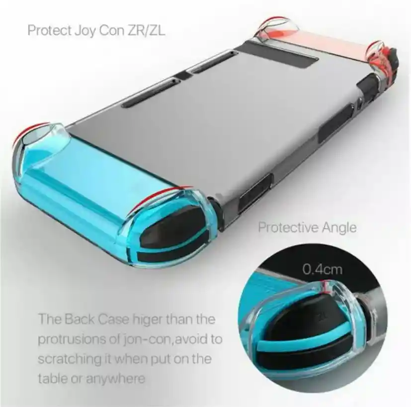Acrilico Protector + 2 Grips + Vidrio Templado + Estuche Negro Compatible Con Switch.