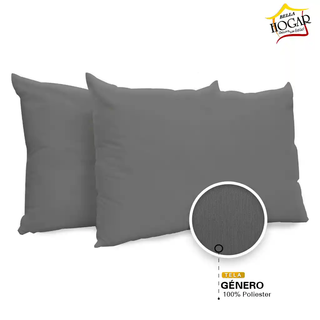 Almohada Kit X2 Económica 50 X 70 Cms, Gris.