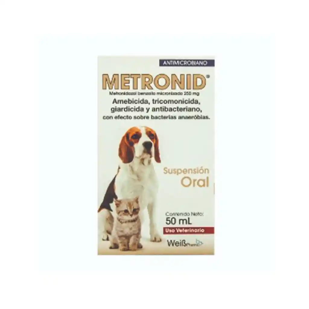 Antibiotico Perros Y Gatos Metronid Fco X 50 Ml