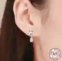 Aretes Para Mujer Gato Circones Fabricados En Plata 925