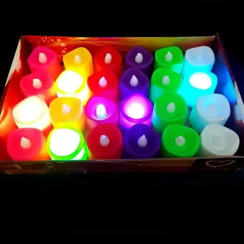 Vela Luz Led Pequeña X6 Decorativa 7cm Velita Colores Navida