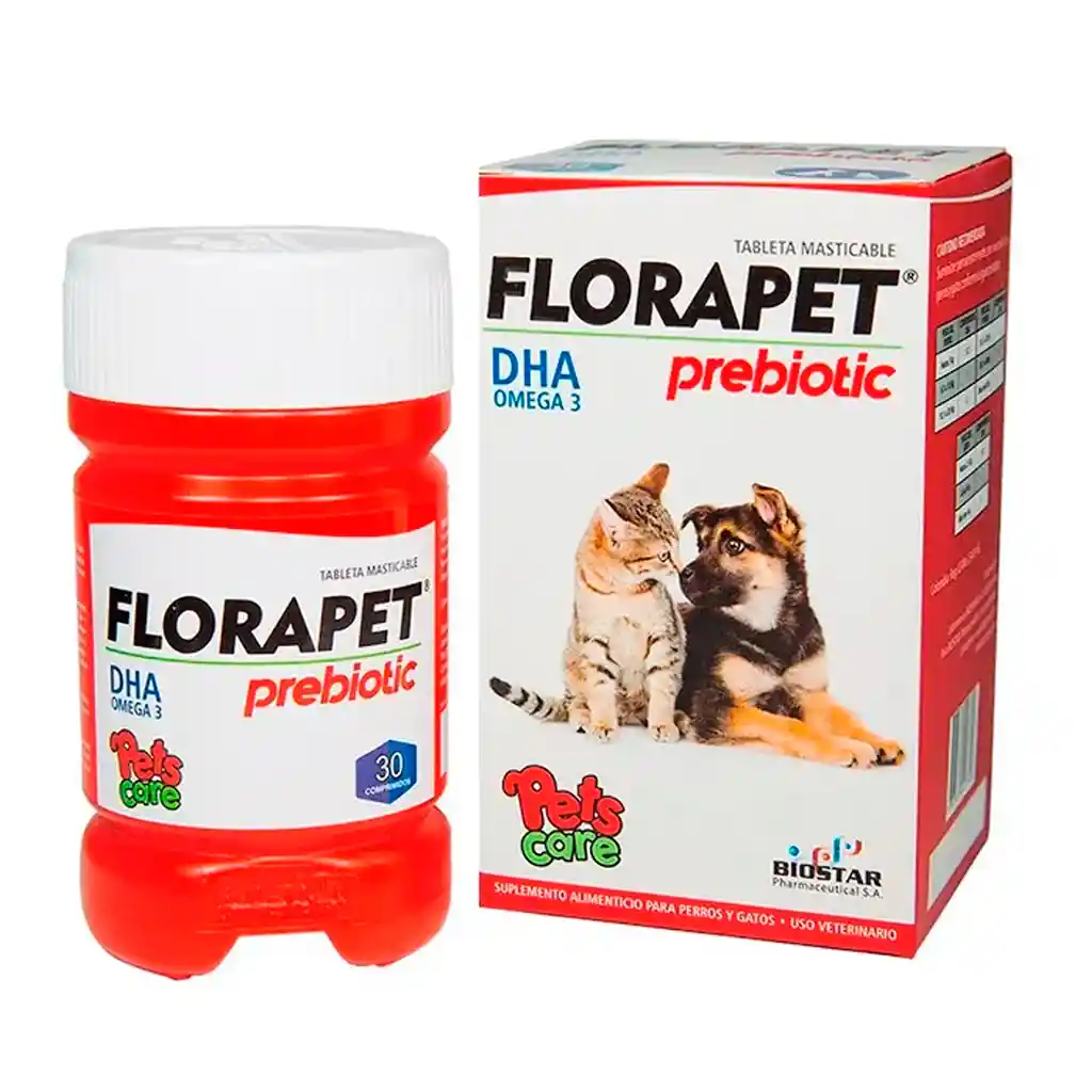 Florapet Prebiotic Con Dha Omega 3 Para Perro Y Gato X 30 Comprimidos