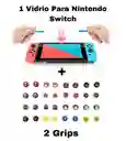 Vidrio Protector + 2 Grips Para Nintendo Switch