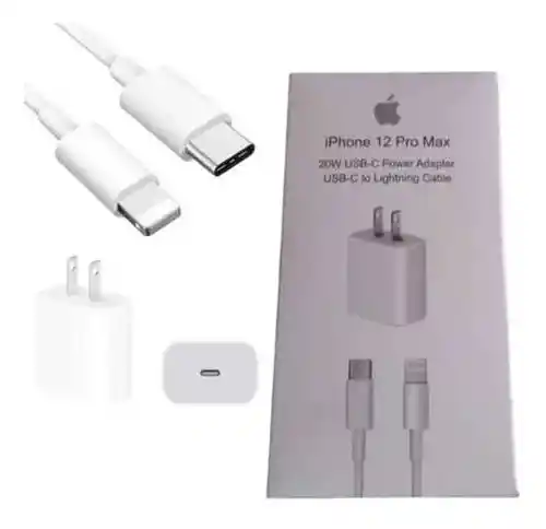 Cargador Iphone 20w Tipo C 1:1 + Cable Tipo-c Lightning 1 Metro