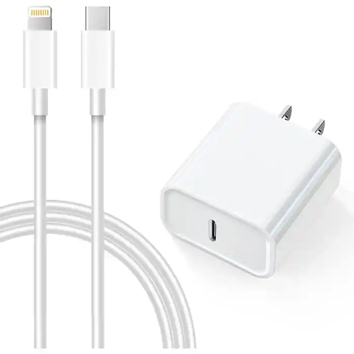 Cargador Iphone 20w Tipo C 1:1 + Cable Tipo-c Lightning 1 Metro