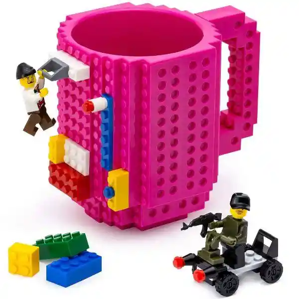 Mug Tipo Lego Bloques - Fucsia