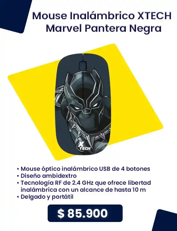 Mouse Inalambrico Pantera Negra