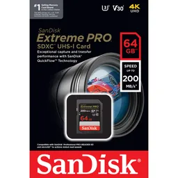 Tarjeta De Memoria Sandisk Xtreme Pro 64gb 4k Profesional