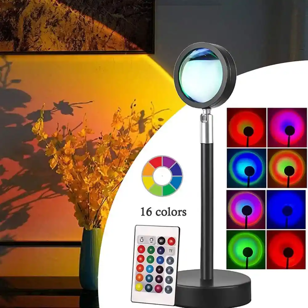 Lampara De Luz Led Sol Atardecer Tiktok 180° Rgb 16 Colores